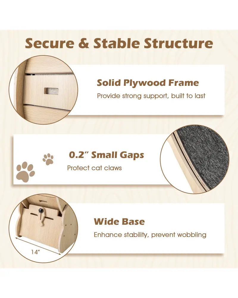 40 Inch Large Cat Exercise Wheel with Lockable Mechanism and Carpeted Runaway for Indoor Cats-Natural - Natural - Cat