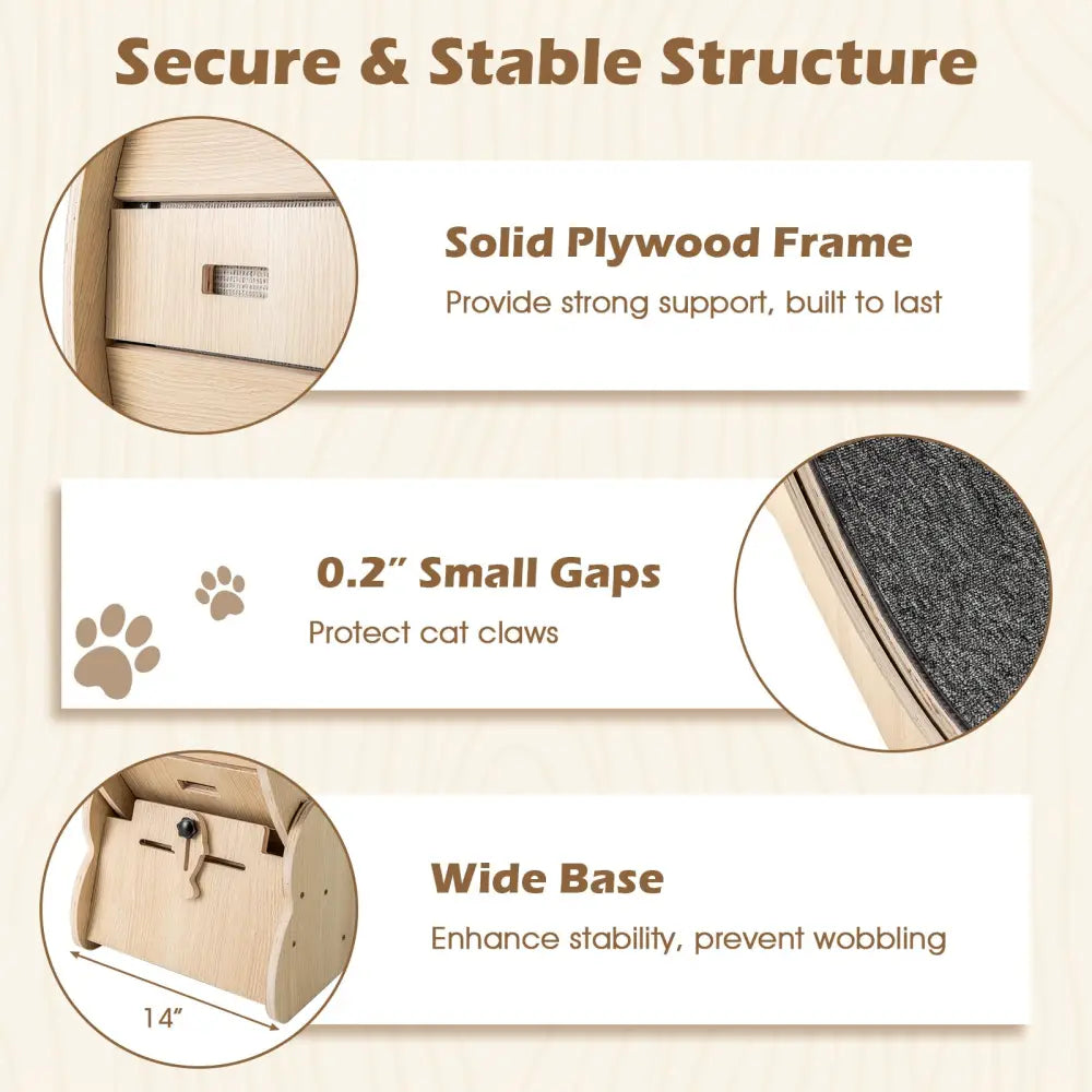 40 Inch Large Cat Exercise Wheel with Lockable Mechanism and Carpeted Runaway for Indoor Cats-Natural - Natural - Cat