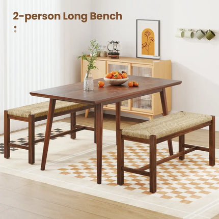 40 Inch Long Wood Bench with Solid Rubber Wood Frame-Walnut - Walnut - Shoe Racks & Storage Benches