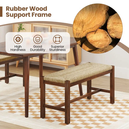 40 Inch Long Wood Bench with Solid Rubber Wood Frame-Walnut - Walnut - Shoe Racks & Storage Benches