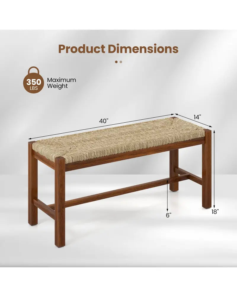 40 Inch Long Wood Bench with Solid Rubber Wood Frame-Walnut - Walnut - Shoe Racks & Storage Benches