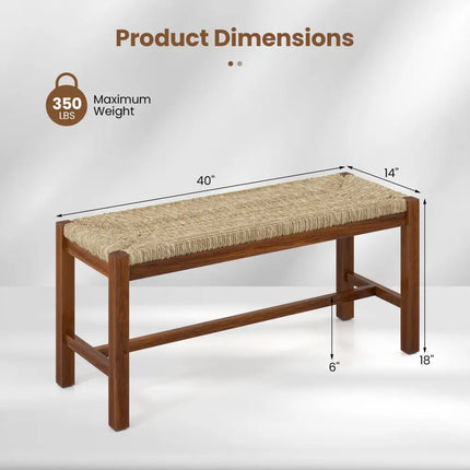40 Inch Long Wood Bench with Solid Rubber Wood Frame-Walnut - Walnut - Shoe Racks & Storage Benches
