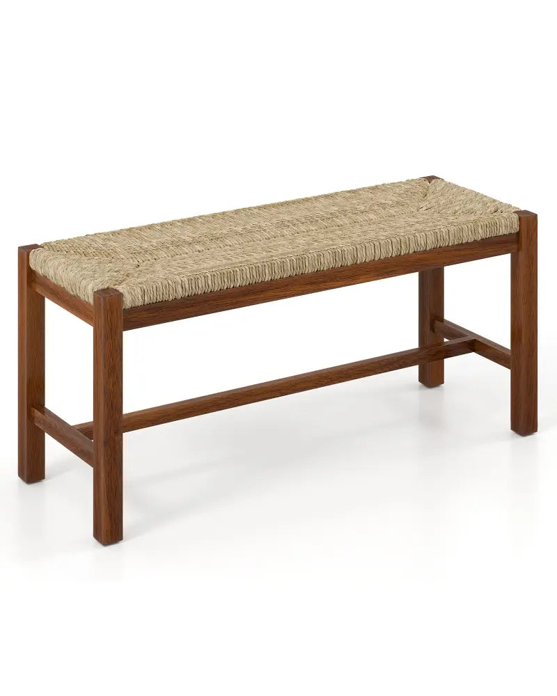 40 Inch Long Wood Bench with Solid Rubber Wood Frame-Walnut - Walnut - Shoe Racks & Storage Benches
