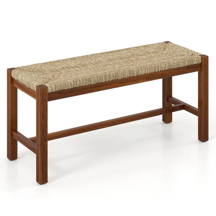 40 Inch Long Wood Bench with Solid Rubber Wood Frame-Walnut - Walnut - Shoe Racks & Storage Benches