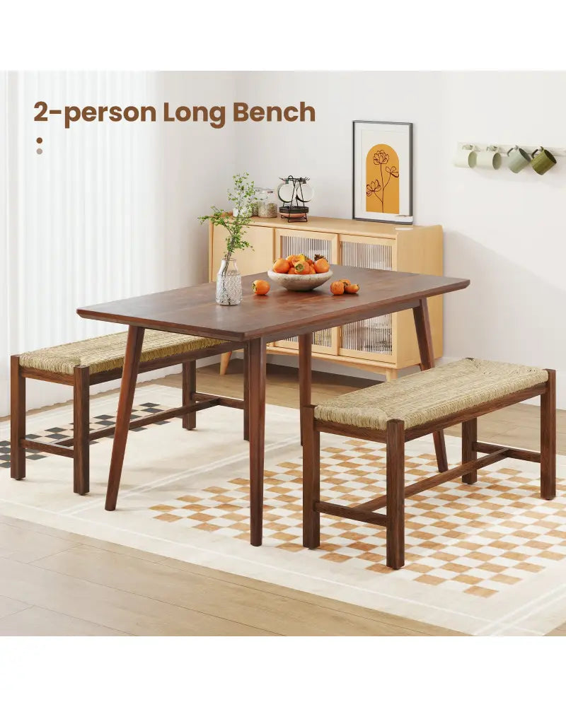 40 Inch Long Wood Bench with Solid Rubber Wood Frame-Walnut - Walnut - Shoe Racks & Storage Benches