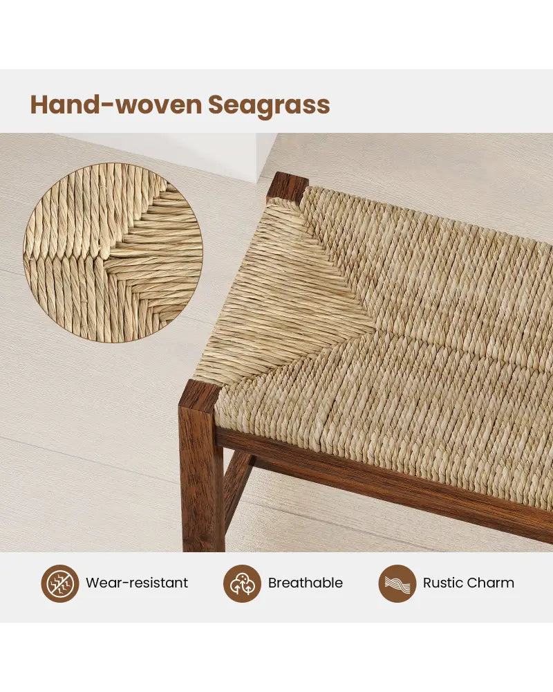 40 Inch Long Wood Bench with Solid Rubber Wood Frame-Walnut - Walnut - Shoe Racks & Storage Benches