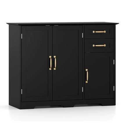 40 Inch Modern Kitchen Sideboard Buffet Cabinet with 2 Drawers and Adjustable Shelf-Black Costway