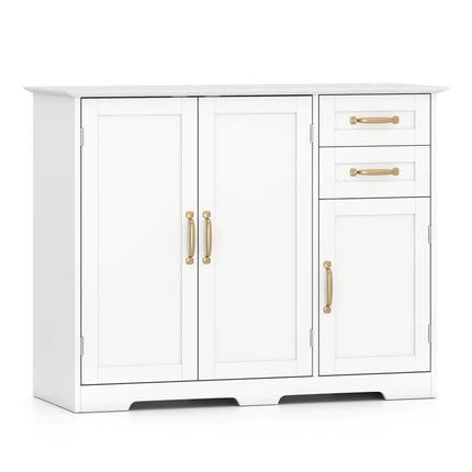 40 Inch Modern Kitchen Sideboard Buffet Cabinet with 2 Drawers and Adjustable Shelf-White Costway