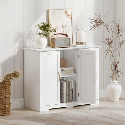 40 Inch Modern Kitchen Sideboard Buffet Cabinet with 2 Drawers and Adjustable Shelf-White Costway
