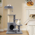 40 Inch Multi-level Cat Tower with Condo and Dangling Jingle Ball-Gray - Gray - Cat Trees Condos & Scratchers