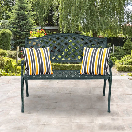 40 Inch Outdoor Aluminum Antique Garden Patio Bench - Dark Green - Outdoor Benches