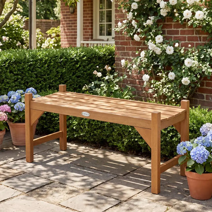 40 Inch Outdoor Bench with Slatted Contoured Seat for Deck Entryway-1 Piece - Natural - Outdoor Benches