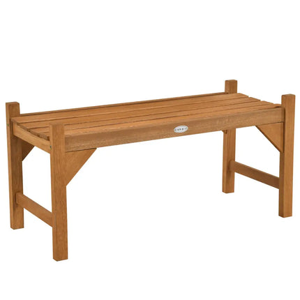 40 Inch Outdoor Bench with Slatted Contoured Seat for Deck Entryway-1 Piece - Natural - Outdoor Benches