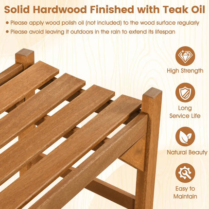 40 Inch Outdoor Bench with Slatted Contoured Seat for Deck Entryway-Set of 2 - Natural - Outdoor Benches