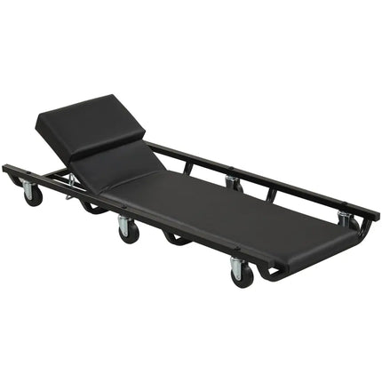 40 Inch Rolling Creeper Padded Mechanic Cart with Adjustable Backrest and Headrest-Black - Black - Garages