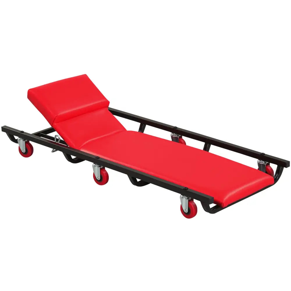 40 Inch Rolling Creeper Padded Mechanic Cart with Adjustable Backrest and Headrest-Red - Red - Garages