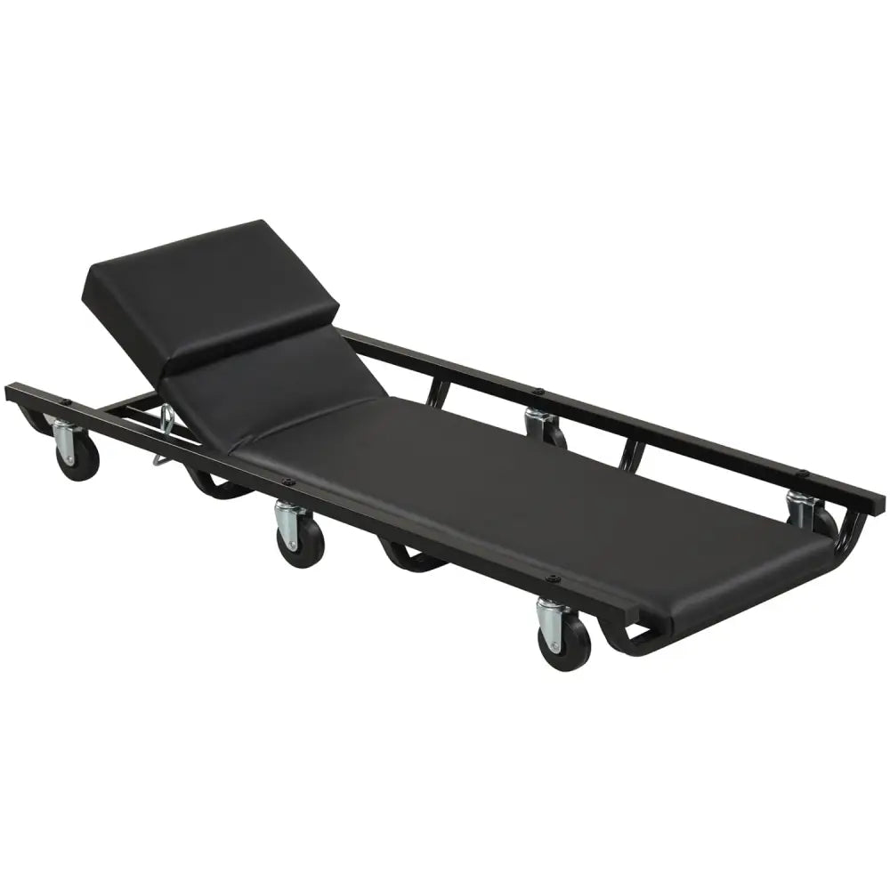 40 Inch Rolling Creeper Padded Mechanic Cart with Adjustable Backrest and Headrest-Black - Black - Garages