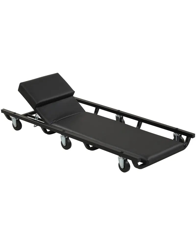 40 Inch Rolling Creeper Padded Mechanic Cart with Adjustable Backrest and Headrest-Black - Black - Garages