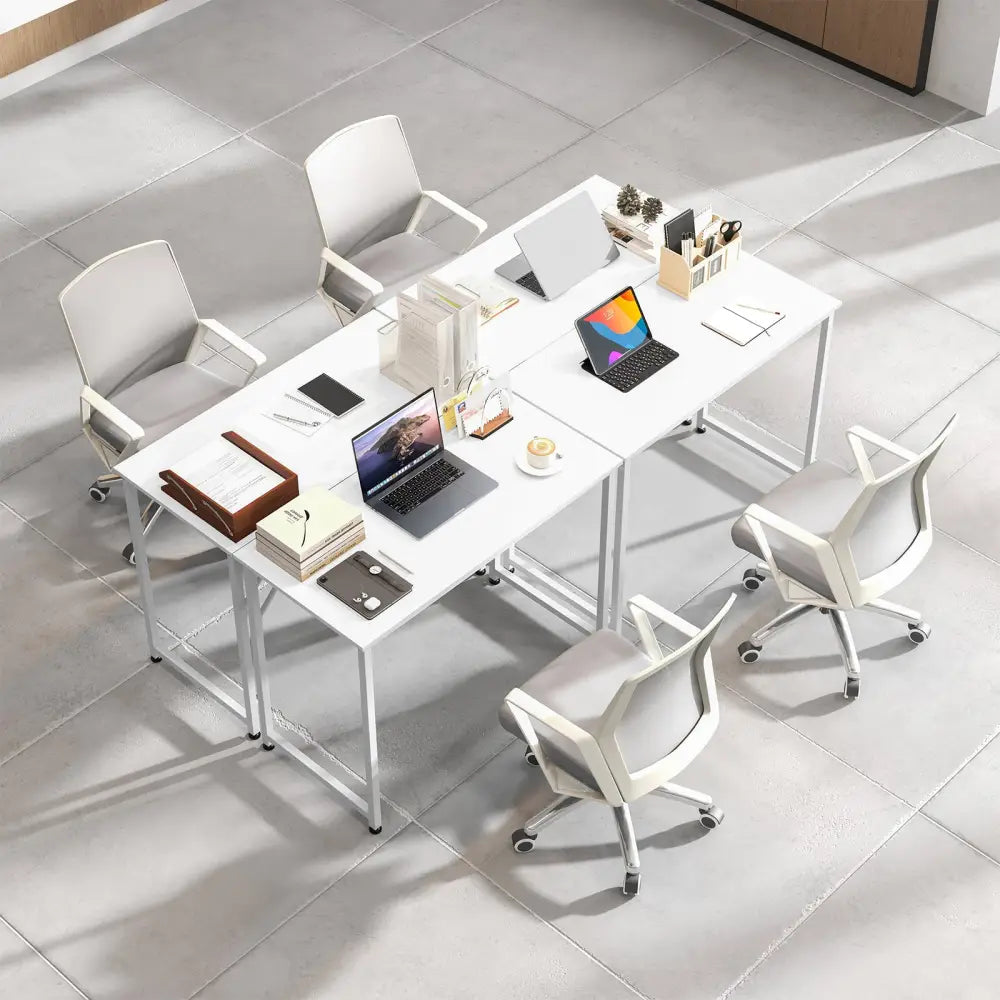 40 Inch Small Computer Desk with Heavy-duty Metal Frame-White - White - Computer Desks