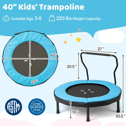 40 Inch Trampoline for Kids Indoor Outdoor Fitness Trampoline-Blue - Blue - Trampolines