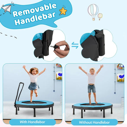 40 Inch Trampoline for Kids Indoor Outdoor Fitness Trampoline-Blue - Blue - Trampolines