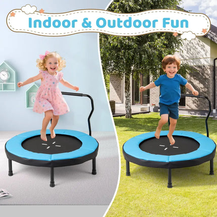 40 Inch Trampoline for Kids Indoor Outdoor Fitness Trampoline-Blue - Blue - Trampolines