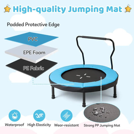 40 Inch Trampoline for Kids Indoor Outdoor Fitness Trampoline-Blue - Blue - Trampolines