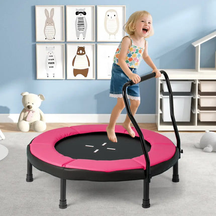 40 Inch Trampoline for Kids Indoor Outdoor Fitness Trampoline-Pink - Pink - Trampolines