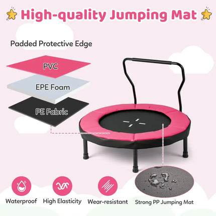 40 Inch Trampoline for Kids Indoor Outdoor Fitness Trampoline-Pink - Pink - Trampolines