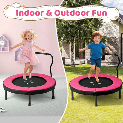 40 Inch Trampoline for Kids Indoor Outdoor Fitness Trampoline-Pink - Pink - Trampolines