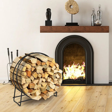 40-inch Tubular Steel Firewood Storage Rack - Black - Log Storage