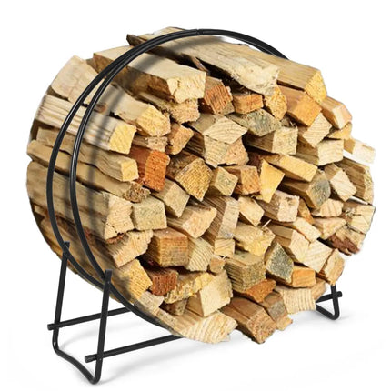 40-inch Tubular Steel Firewood Storage Rack - Black - Log Storage