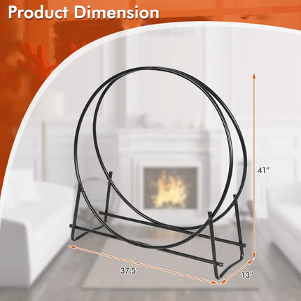 40-inch Tubular Steel Firewood Storage Rack - Black - Log Storage