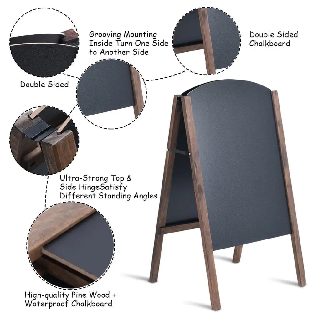 40 Inch Wood A-Frame Sidewalk Wedding Signage Chalkboard - Black - Outdoor Decor