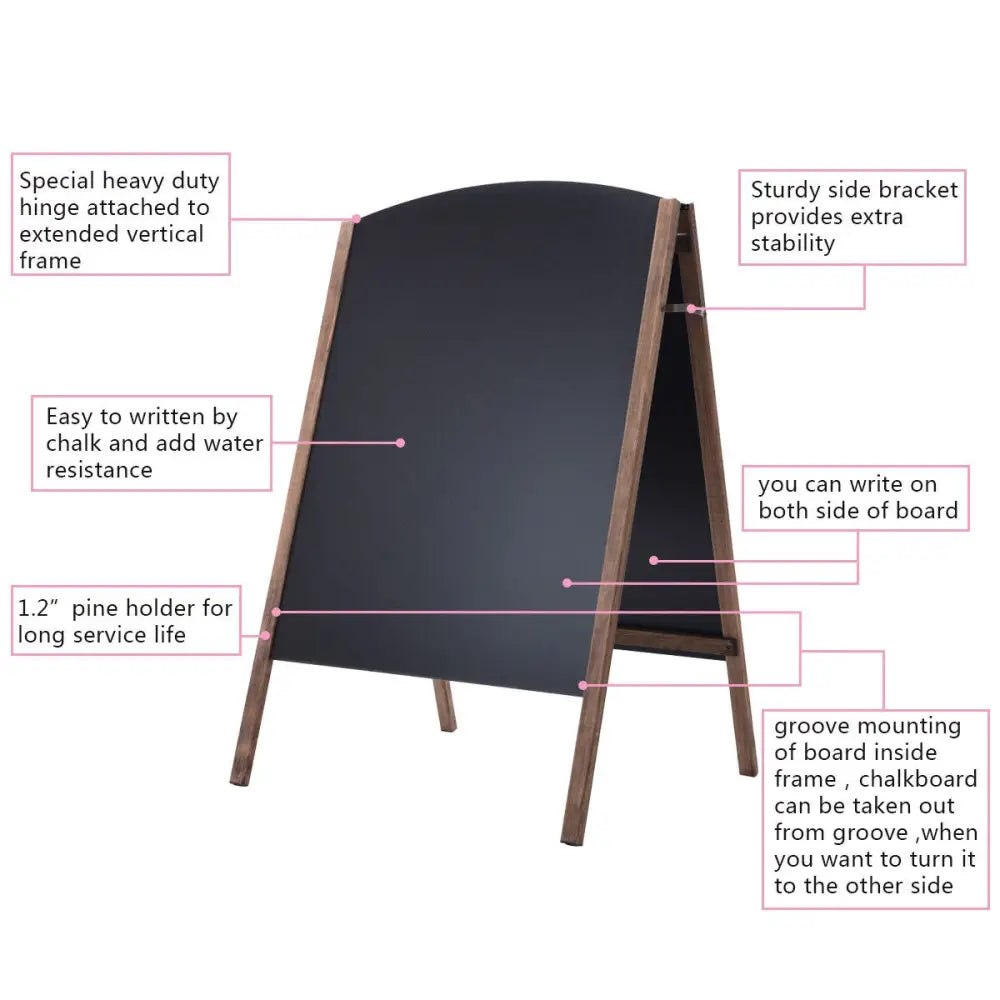 40 Inch Wood A-Frame Sidewalk Wedding Signage Chalkboard - Black - Outdoor Decor