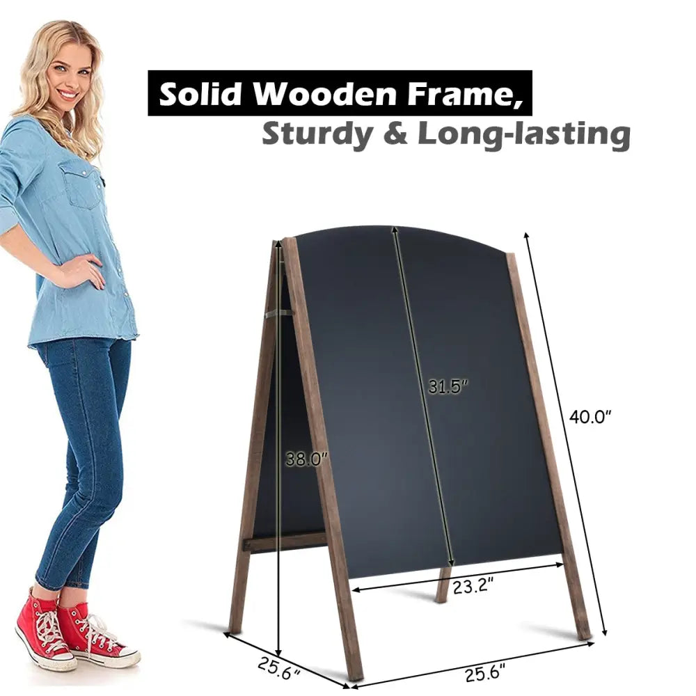 40 Inch Wood A-Frame Sidewalk Wedding Signage Chalkboard - Black - Outdoor Decor