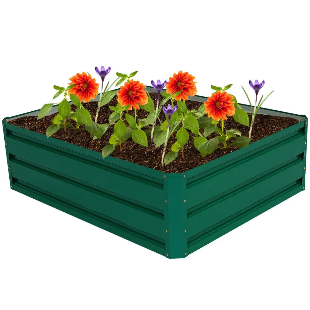 40 Inch x 32 Inch Patio Raised Garden Bed for Vegetable Flower Planting - Dark Green - Raised Garden Beds