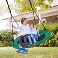 40 Inches Saucer Tree Swing Round with Adjustable Ropes and Carabiners-Green - Green - Swing & Playsets