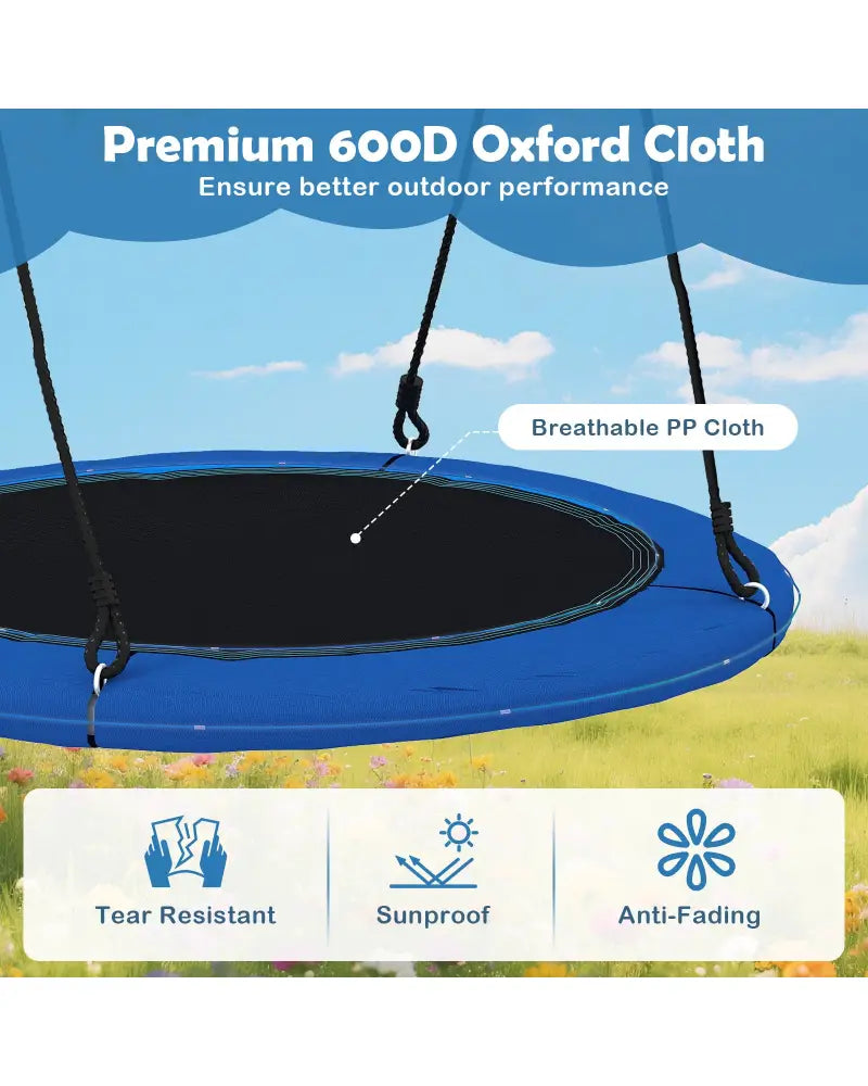 40 Inches Saucer Tree Swing Round with Lights for Kids and Adults-Blue - Blue - Swing & Playsets