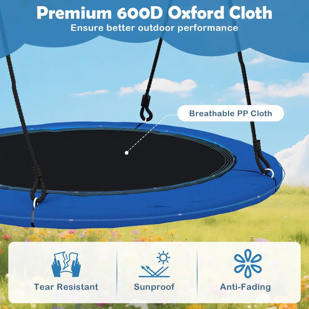 40 Inches Saucer Tree Swing Round with Lights for Kids and Adults-Blue - Blue - Swing & Playsets