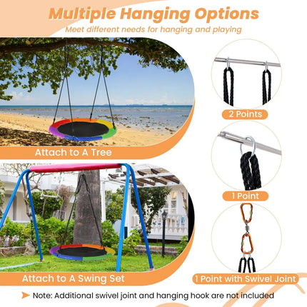 40 Inches Saucer Tree Swing Round with Lights for Kids and Adults-Multicolor - Multicolor - Swing & Playsets
