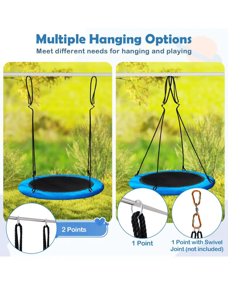 40 Inches Saucer Tree Swing Round with Lights for Kids and Adults-Blue - Blue - Swing & Playsets