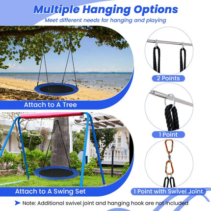 40 Inches Saucer Tree Swing Round with Lights for Kids and Adults-Navy - Navy - Swing & Playsets