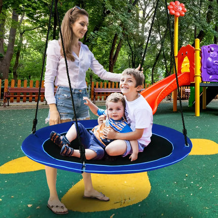 40 Inches Saucer Tree Swing Round with Lights for Kids and Adults-Navy - Navy - Swing & Playsets