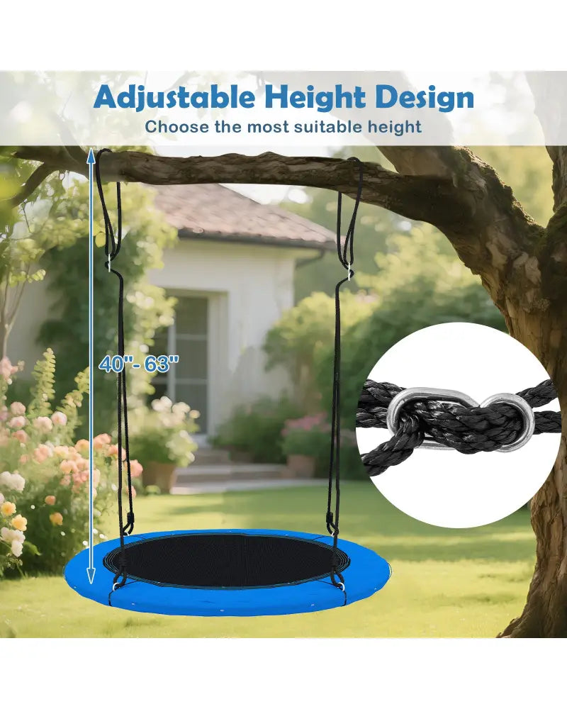 40 Inches Saucer Tree Swing Round with Lights for Kids and Adults-Blue - Blue - Swing & Playsets