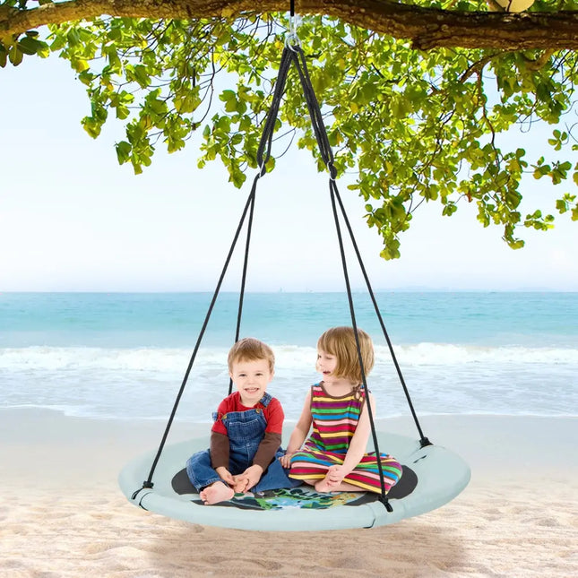 40 Inches Saucer Tree Swing with Adjustable Hanging Ropes and 900D Oxford Fabric-Forest - Swing & Playsets
