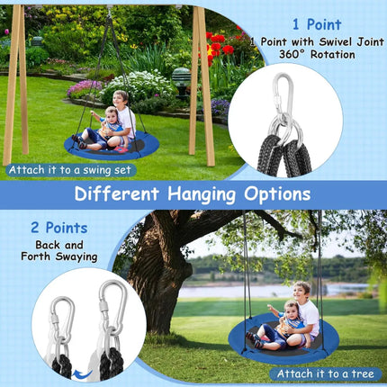 40 Inches Saucer Tree Swing with Adjustable Hanging Ropes and 900D Oxford Fabric-Rocket - Swing & Playsets