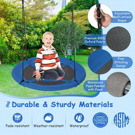 40 Inches Saucer Tree Swing with Adjustable Hanging Ropes and 900D Oxford Fabric-Rocket - Swing & Playsets