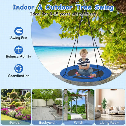 40 Inches Saucer Tree Swing with Adjustable Hanging Ropes and 900D Oxford Fabric-Rocket - Swing & Playsets