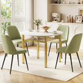 40€ Round Kitchen Table with Storage Shelf and Metal Frame for 4 People-White - White - Dining Tables